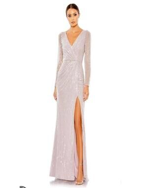 NWT Mac Duggal Lavender Long Sleeve Sequin Gown Size 12 93660
